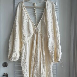 H&M Balloon Sleeve Cream Gauze Dress SZ XXL